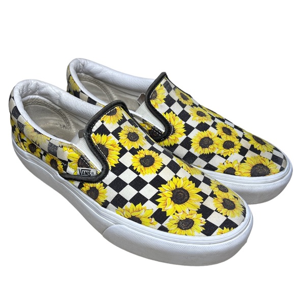 VANS Custom Checkered Sunflower Skateboard Slip one Sneakers size 9 - Picture 6 of 15